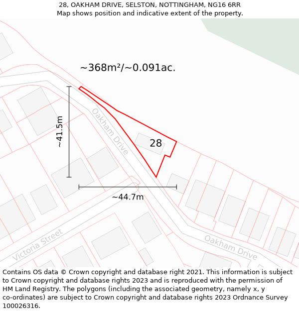 28, OAKHAM DRIVE, SELSTON, NOTTINGHAM, NG16 6RR: Plot and title map