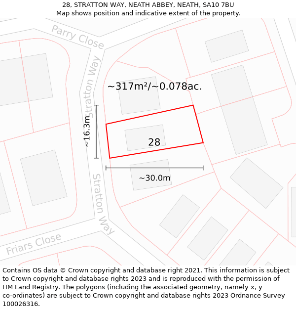 28, STRATTON WAY, NEATH ABBEY, NEATH, SA10 7BU: Plot and title map