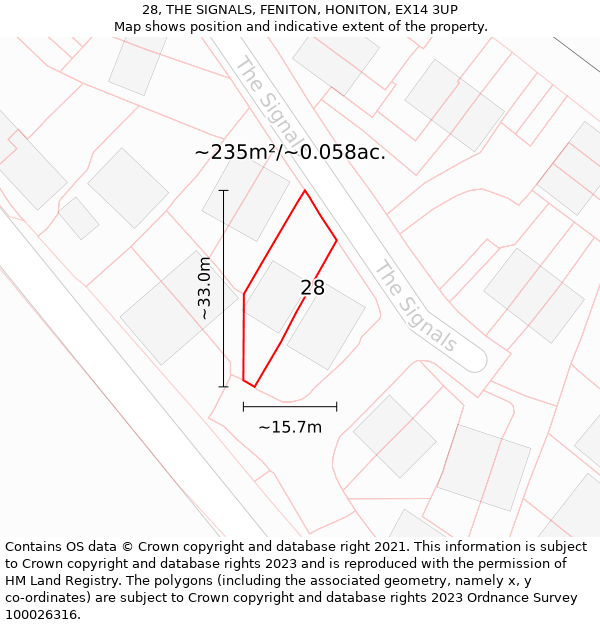 28, THE SIGNALS, FENITON, HONITON, EX14 3UP: Plot and title map