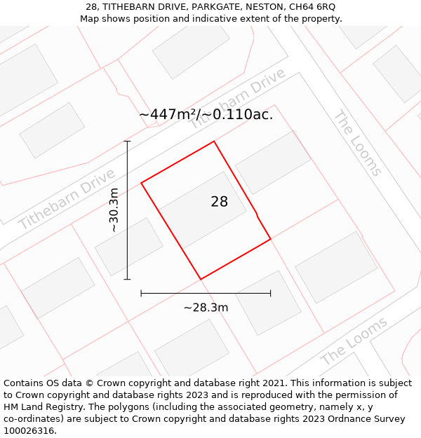 28, TITHEBARN DRIVE, PARKGATE, NESTON, CH64 6RQ: Plot and title map