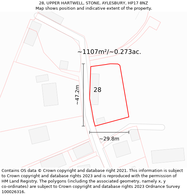 28, UPPER HARTWELL, STONE, AYLESBURY, HP17 8NZ: Plot and title map