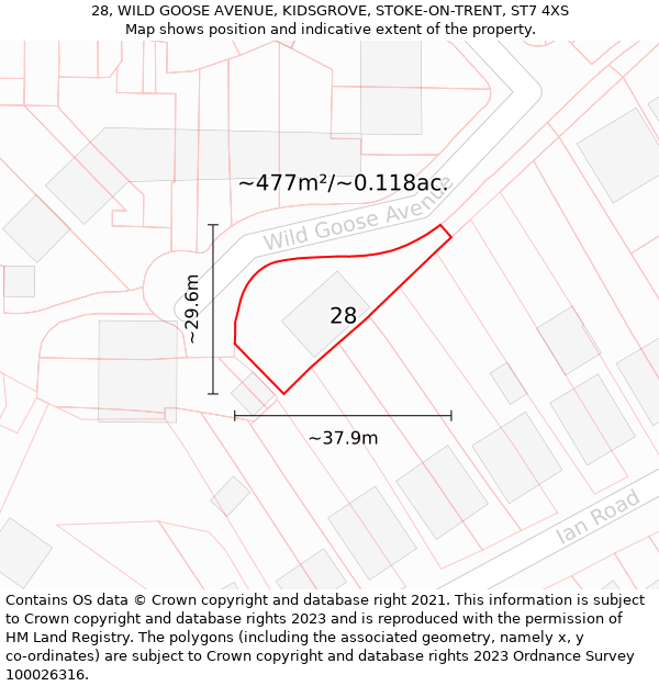 28, WILD GOOSE AVENUE, KIDSGROVE, STOKE-ON-TRENT, ST7 4XS: Plot and title map