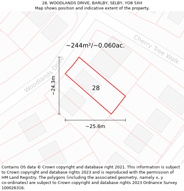 28, WOODLANDS DRIVE, BARLBY, SELBY, YO8 5XH: Plot and title map