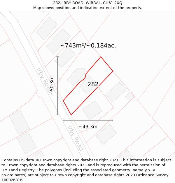 282, IRBY ROAD, WIRRAL, CH61 2XQ: Plot and title map