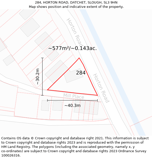 284, HORTON ROAD, DATCHET, SLOUGH, SL3 9HN: Plot and title map