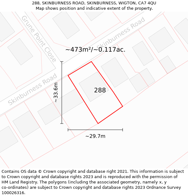 288, SKINBURNESS ROAD, SKINBURNESS, WIGTON, CA7 4QU: Plot and title map