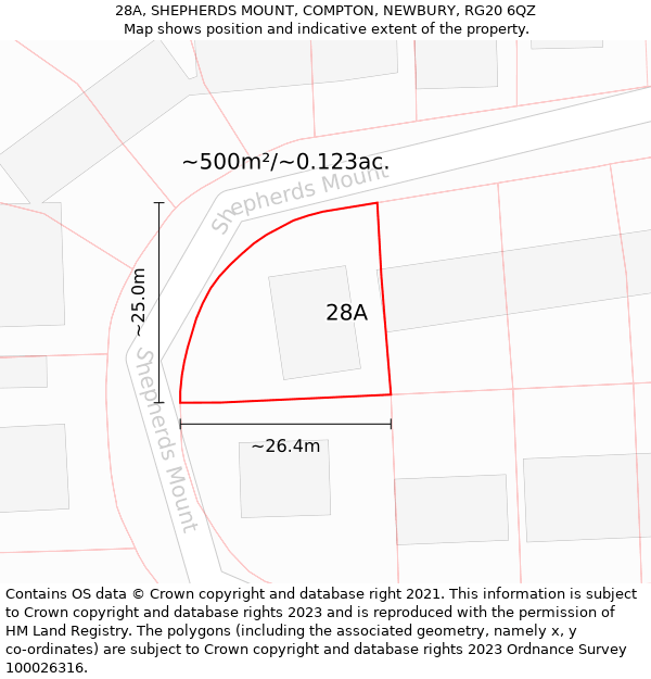 28A, SHEPHERDS MOUNT, COMPTON, NEWBURY, RG20 6QZ: Plot and title map