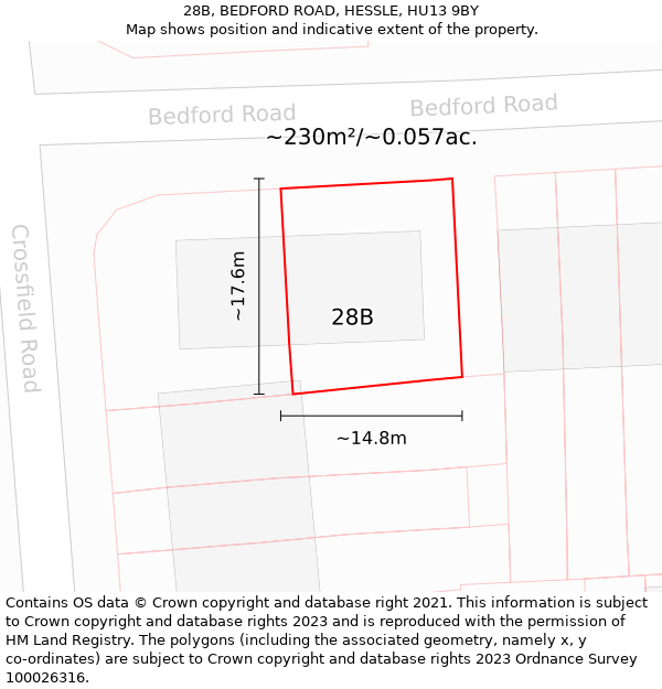 28B, BEDFORD ROAD, HESSLE, HU13 9BY: Plot and title map