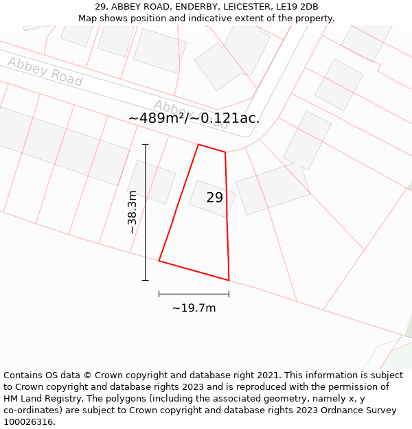 29, ABBEY ROAD, ENDERBY, LEICESTER, LE19 2DB: Plot and title map