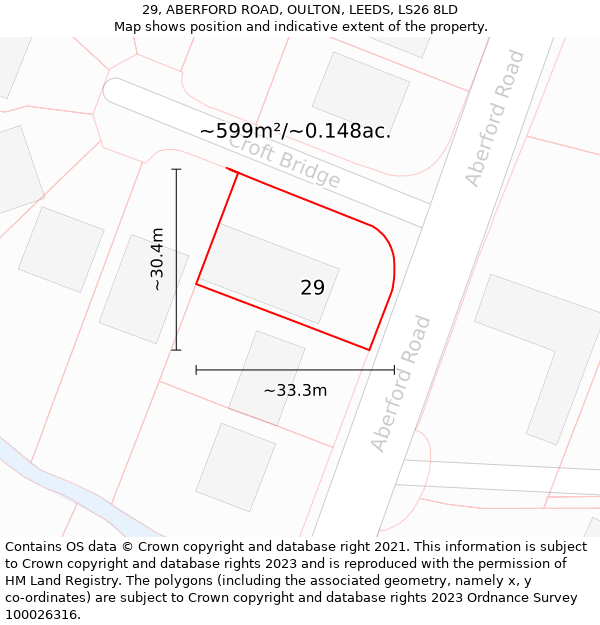 29, ABERFORD ROAD, OULTON, LEEDS, LS26 8LD: Plot and title map