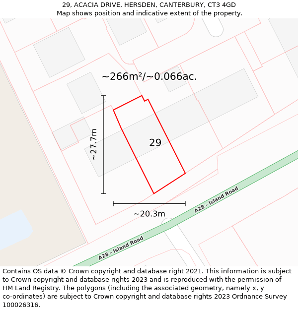 29, ACACIA DRIVE, HERSDEN, CANTERBURY, CT3 4GD: Plot and title map