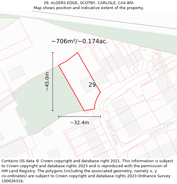 29, ALDERS EDGE, SCOTBY, CARLISLE, CA4 8FA: Plot and title map