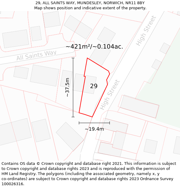 29, ALL SAINTS WAY, MUNDESLEY, NORWICH, NR11 8BY: Plot and title map