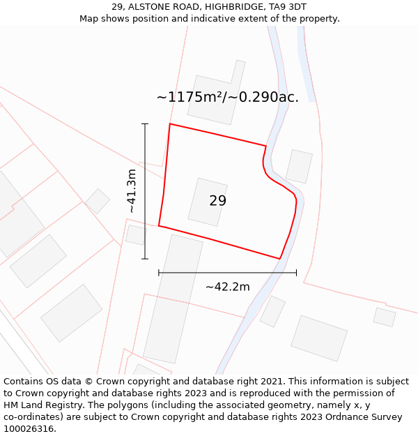 29, ALSTONE ROAD, HIGHBRIDGE, TA9 3DT: Plot and title map