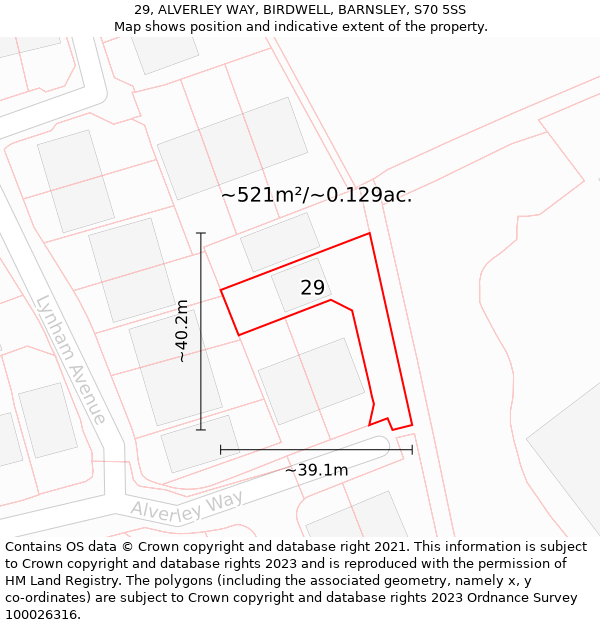 29, ALVERLEY WAY, BIRDWELL, BARNSLEY, S70 5SS: Plot and title map