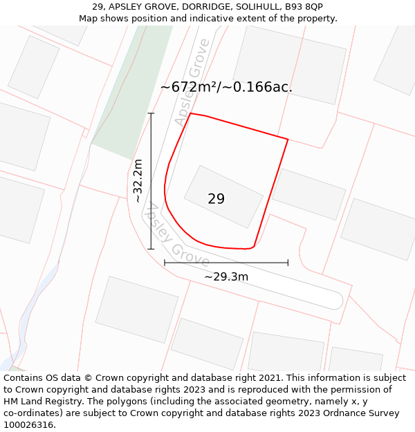 29, APSLEY GROVE, DORRIDGE, SOLIHULL, B93 8QP: Plot and title map