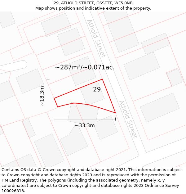 29, ATHOLD STREET, OSSETT, WF5 0NB: Plot and title map