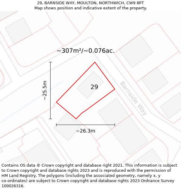 29, BARNSIDE WAY, MOULTON, NORTHWICH, CW9 8PT: Plot and title map