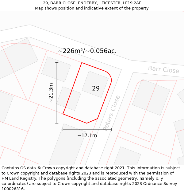 29, BARR CLOSE, ENDERBY, LEICESTER, LE19 2AF: Plot and title map