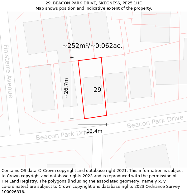 29, BEACON PARK DRIVE, SKEGNESS, PE25 1HE: Plot and title map