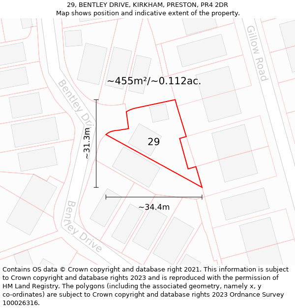 29, BENTLEY DRIVE, KIRKHAM, PRESTON, PR4 2DR: Plot and title map