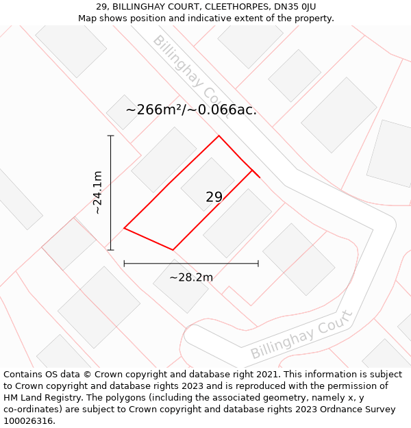 29, BILLINGHAY COURT, CLEETHORPES, DN35 0JU: Plot and title map