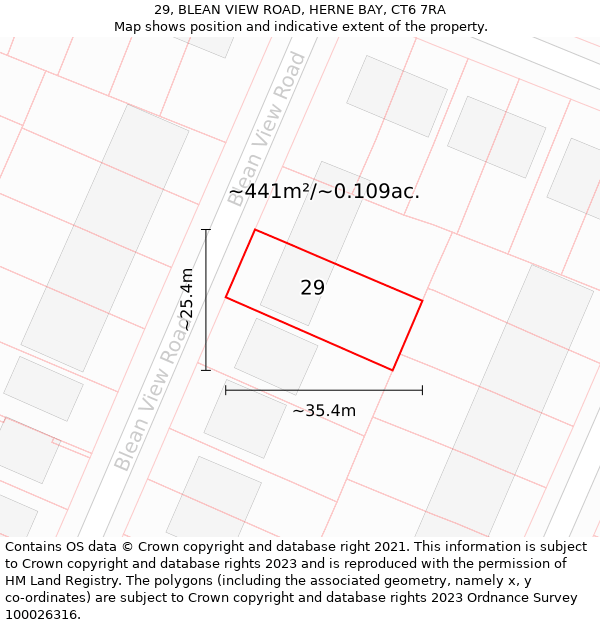 29, BLEAN VIEW ROAD, HERNE BAY, CT6 7RA: Plot and title map