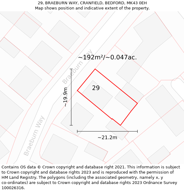 29, BRAEBURN WAY, CRANFIELD, BEDFORD, MK43 0EH: Plot and title map