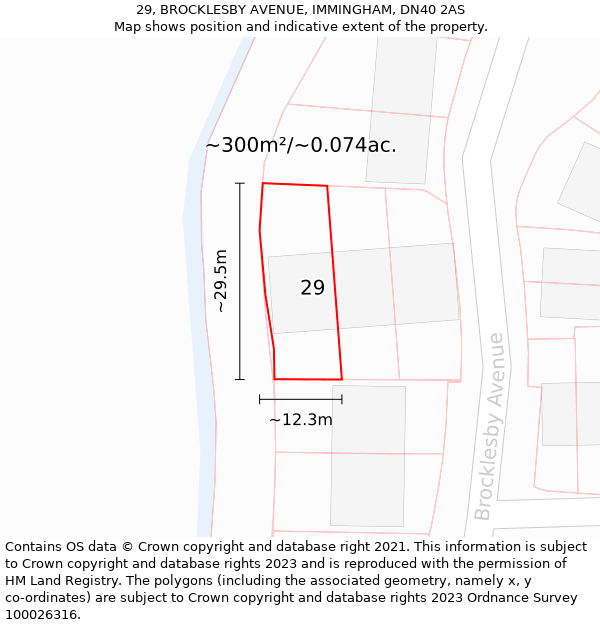 29, BROCKLESBY AVENUE, IMMINGHAM, DN40 2AS: Plot and title map