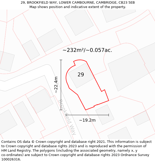 29, BROOKFIELD WAY, LOWER CAMBOURNE, CAMBRIDGE, CB23 5EB: Plot and title map