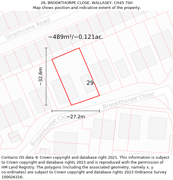 29, BROOKTHORPE CLOSE, WALLASEY, CH45 7SH: Plot and title map