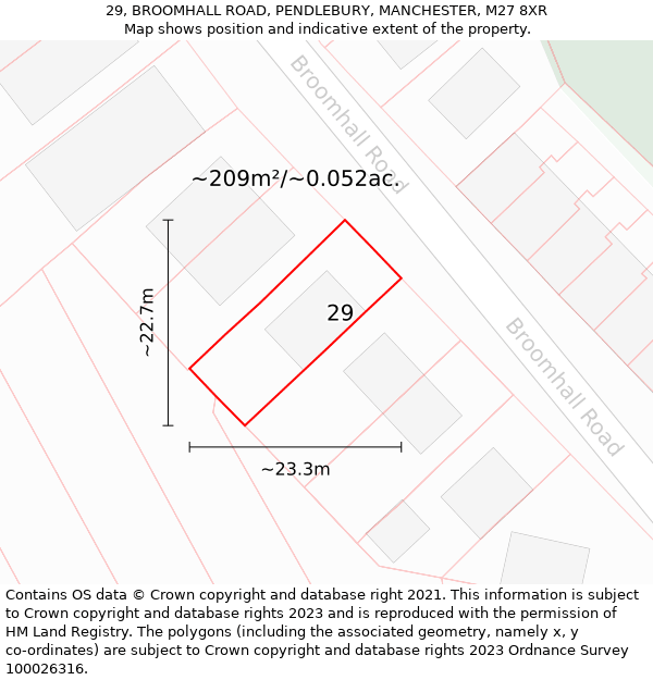 29, BROOMHALL ROAD, PENDLEBURY, MANCHESTER, M27 8XR: Plot and title map