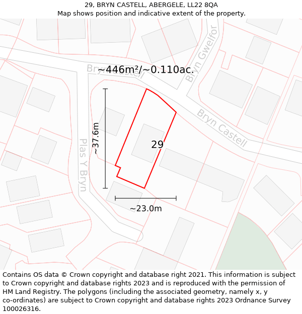 29, BRYN CASTELL, ABERGELE, LL22 8QA: Plot and title map