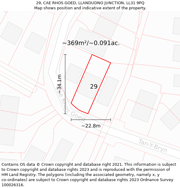 29, CAE RHOS GOED, LLANDUDNO JUNCTION, LL31 9PQ: Plot and title map