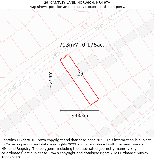 29, CANTLEY LANE, NORWICH, NR4 6TA: Plot and title map