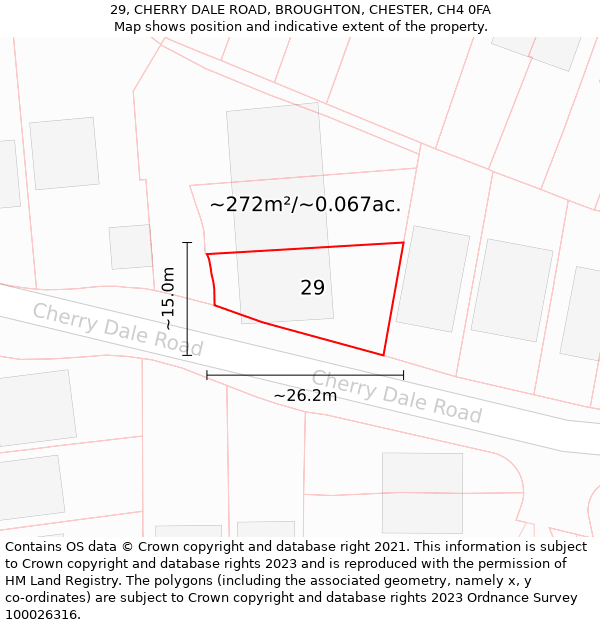 29, CHERRY DALE ROAD, BROUGHTON, CHESTER, CH4 0FA: Plot and title map