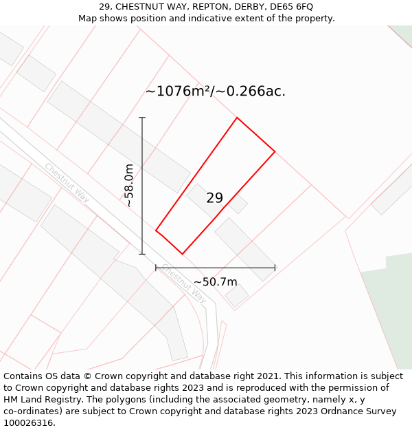 29, CHESTNUT WAY, REPTON, DERBY, DE65 6FQ: Plot and title map