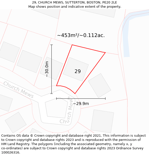 29, CHURCH MEWS, SUTTERTON, BOSTON, PE20 2LE: Plot and title map