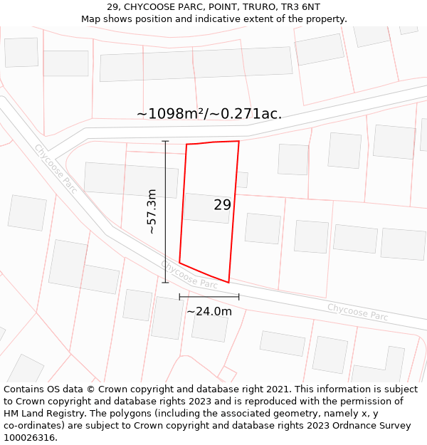 29, CHYCOOSE PARC, POINT, TRURO, TR3 6NT: Plot and title map