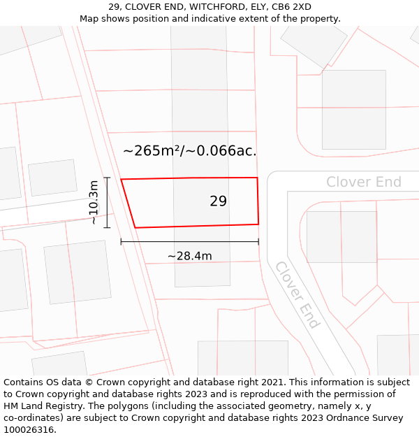 29, CLOVER END, WITCHFORD, ELY, CB6 2XD: Plot and title map