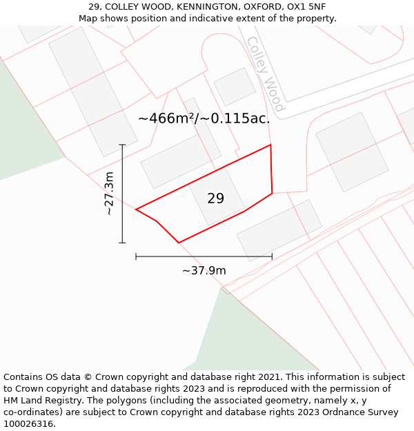 29, COLLEY WOOD, KENNINGTON, OXFORD, OX1 5NF: Plot and title map