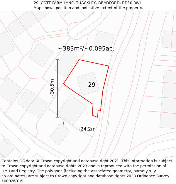 29, COTE FARM LANE, THACKLEY, BRADFORD, BD10 8WH: Plot and title map