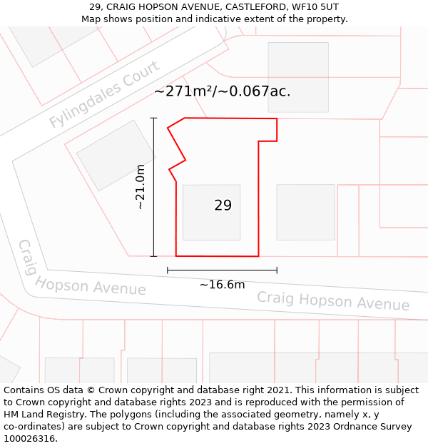 29, CRAIG HOPSON AVENUE, CASTLEFORD, WF10 5UT: Plot and title map