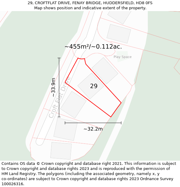 29, CROFTFLAT DRIVE, FENAY BRIDGE, HUDDERSFIELD, HD8 0FS: Plot and title map