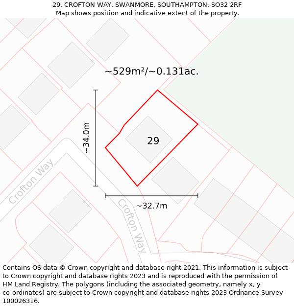29, CROFTON WAY, SWANMORE, SOUTHAMPTON, SO32 2RF: Plot and title map