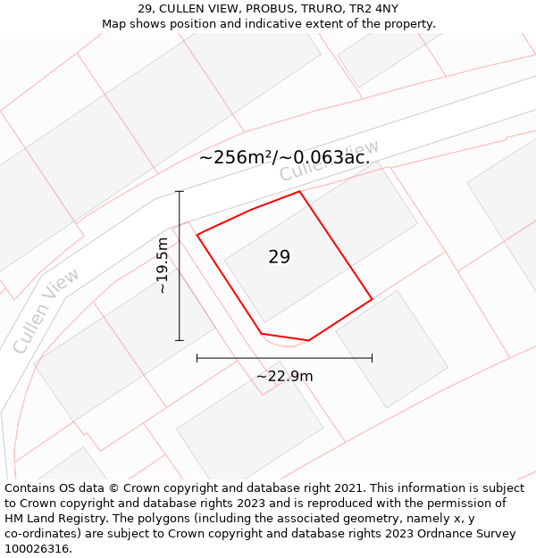 29, CULLEN VIEW, PROBUS, TRURO, TR2 4NY: Plot and title map