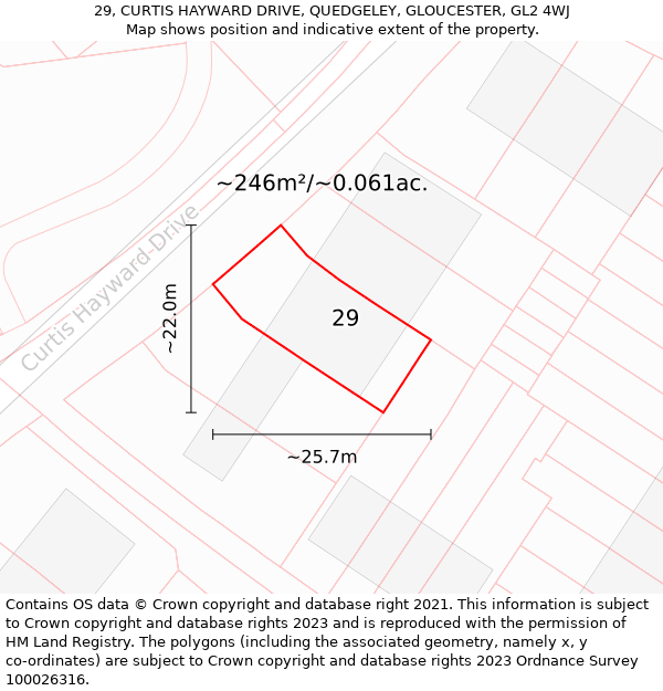 29, CURTIS HAYWARD DRIVE, QUEDGELEY, GLOUCESTER, GL2 4WJ: Plot and title map