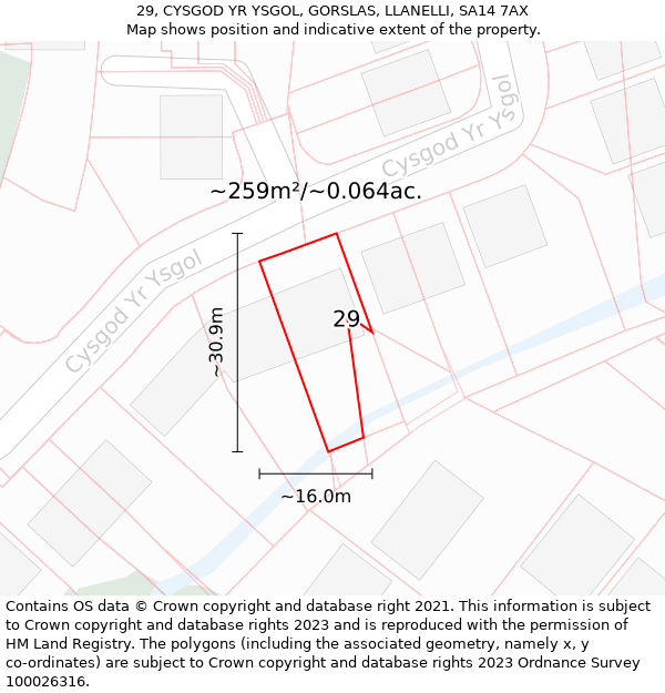 29, CYSGOD YR YSGOL, GORSLAS, LLANELLI, SA14 7AX: Plot and title map