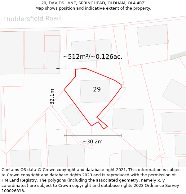 29, DAVIDS LANE, SPRINGHEAD, OLDHAM, OL4 4RZ: Plot and title map