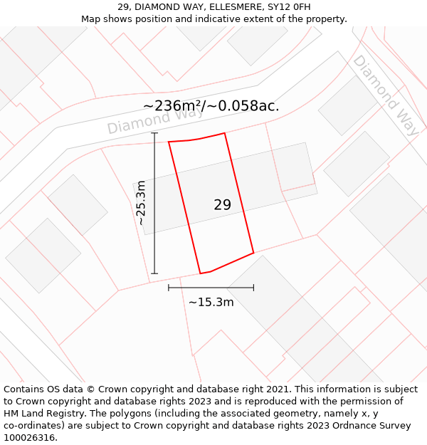 29, DIAMOND WAY, ELLESMERE, SY12 0FH: Plot and title map